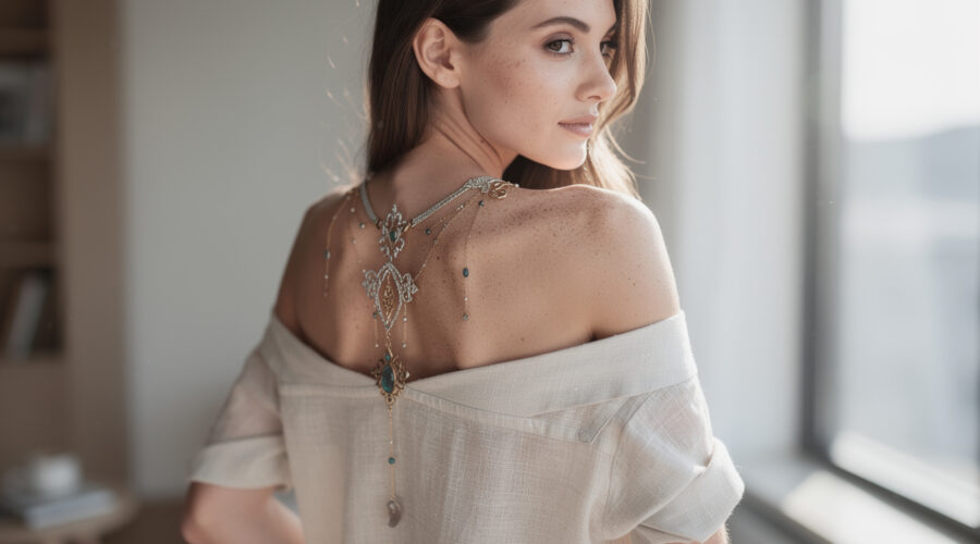 découvrez comment sublimer votre tenue casual chic avec des bijoux de dos fantaisie, pour un style élégant et original au quotidien.
